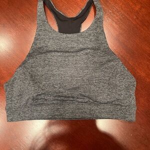 Lole Gray Striped High Neck Sports Bra